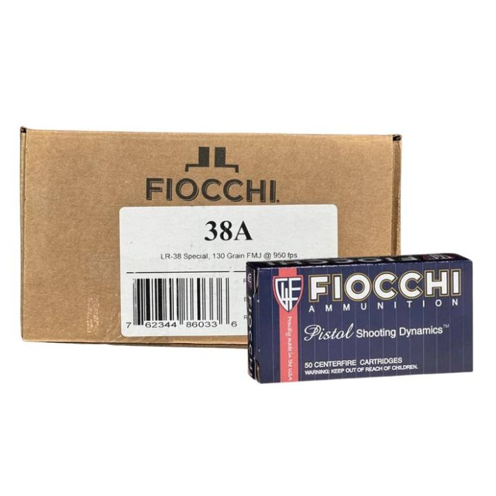 Fiocchi 38A Shooting Dynamics .38 Special 130 Gr Full Metal Jacket (FMJ) 1000rd Case