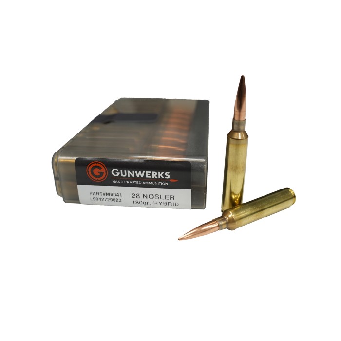 Gunwerks 28 Nosler 180 Grain Hybrid Rifle Ammo, 20 Rounds, AY-M6041