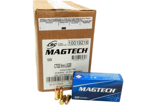 Magtech 9B Range/Training  9mm Luger 124 gr Full Metal Jacket (FMJ) 1000rd Case