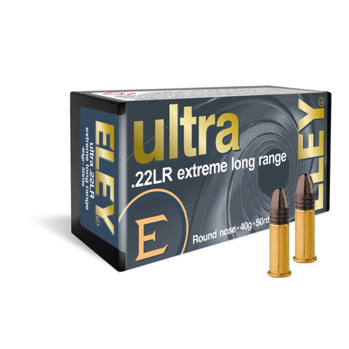 Eley Ultra .22lr Extreme Long Range, 40gr Round Nose, 50rd Box