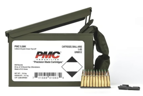 PMC X-Tac 5.56 NATO 62gr Green Tip LAP 840rds w/ Bandoleer in M2A1 Ammo Can - 5.56(M855)(M/B)