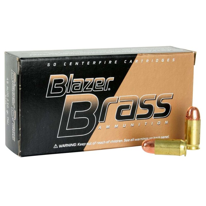 Blazer Ammunition Blazer Brass 45 ACP 230 Grain Full Metal Jacket 50 Rd Bx