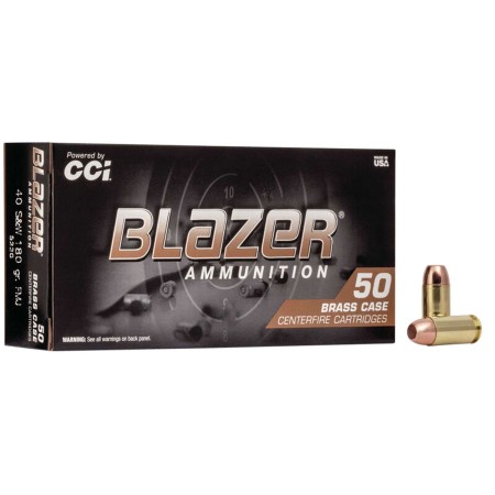 Blazer Ammo,  Brass, 40 S&W, 180 Grain, FMJ, 50 Rd