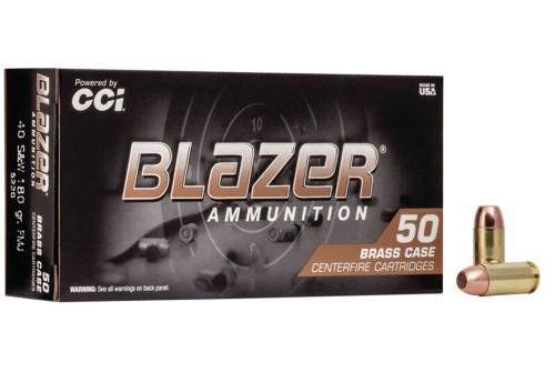 Blazer Ammo,  Brass, 40 S&W, 180 Grain, FMJ, 50 Rd