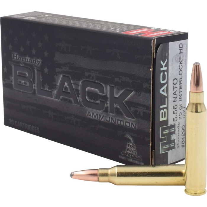 Hornady 81296 Black  5.56x45mm NATO 75 gr InterLock Heavy Duty 20 Bx/ 10 Cs