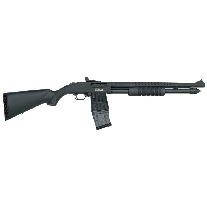 Mossberg 590M Mag-Fed Pump Action 12 Gauge Shotgun - Ghost Ring Sights and Heat Shield - 18.5