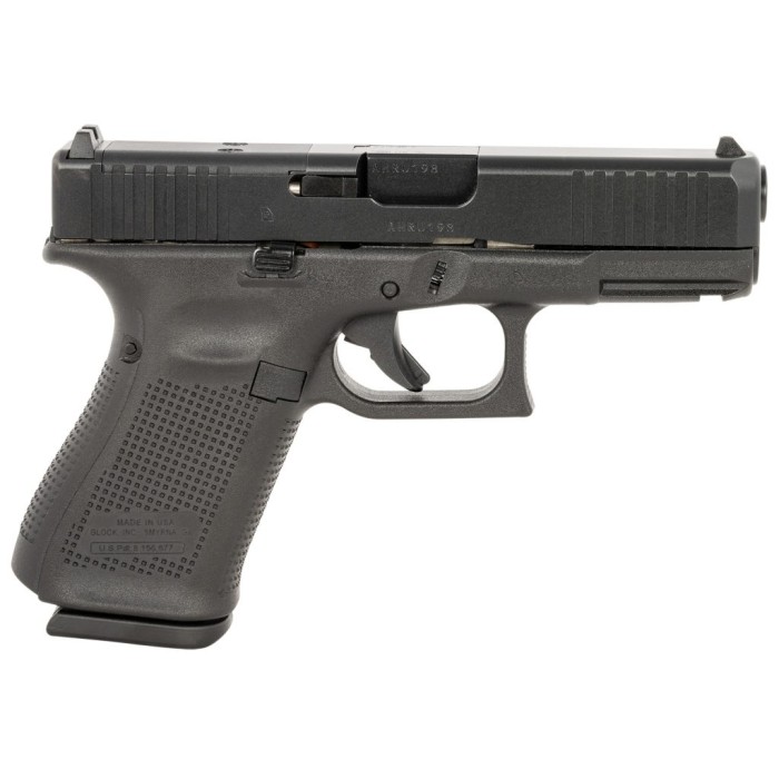 Glock Uma195s201mos G19m Gen5 9Mm Luger 10+1 (3) 4.02", Black, Polymer Picatinny Rail Frame, Interchangeable Backstraps, Ext. Ambi Slide Release, Ameriglo Agent Nights Sights