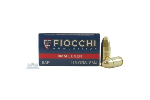 Fiocchi 9mm 115gr FMJ 50 Rounds Ammunition - 9AP