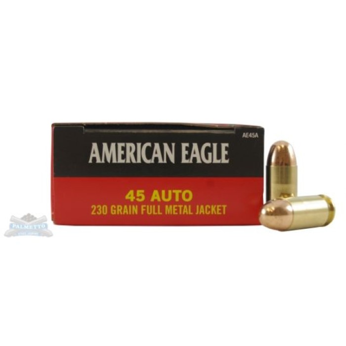 American Eagle 45 Auto/ACP 230gr FMJ Ammunition 50rds - AE45A