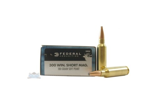 Federal Premium Power-Shok .300 Winchester Short Magnum 180 Grain Jacketed Soft Point Centerfire Rifle Ammo, 20 Rounds, 300WSMC