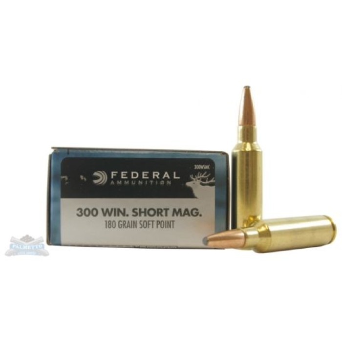 Federal Premium Power-Shok .300 Winchester Short Magnum 180 Grain Jacketed Soft Point Centerfire Rifle Ammo, 20 Rounds, 300WSMC