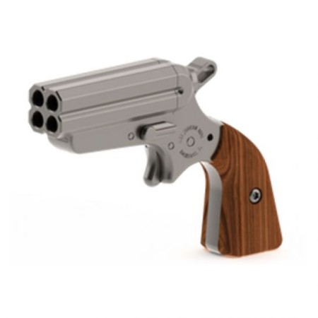 Iver Johnson Pocket Ace 2" Quad Barrel .22 LR Derringer With Rosewood Grips, Stainless - POCKETACERW