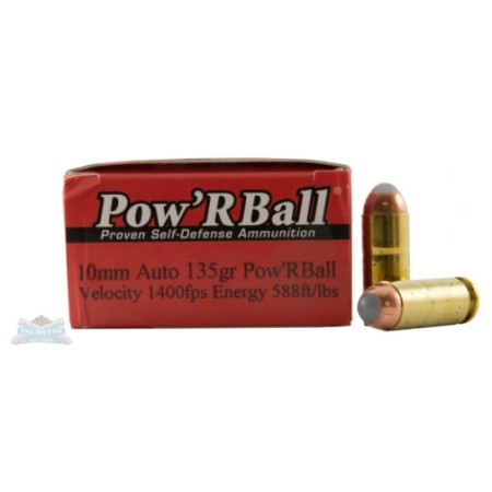 Glaser Pow'RBall Handgun Ammunition 10mm Auto 135 gr JHP 1400 fps 20/box, PB10135/20