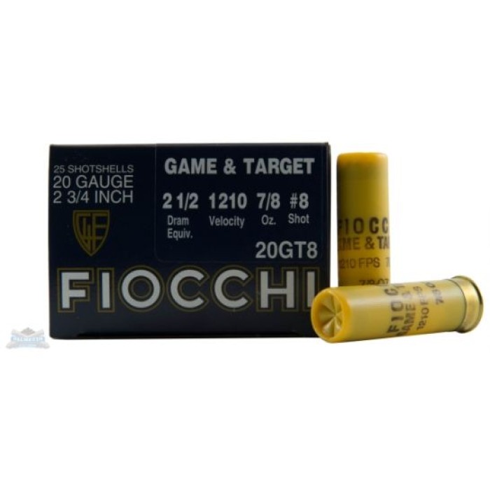 Fiocchi 20ga 2.75" 7/8oz #8 Game Load Shotshell Ammunition 25rds - 20GT8