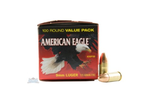 American Eagle 9mm 115gr FMJ Ammunition 100rds - AE9DP100