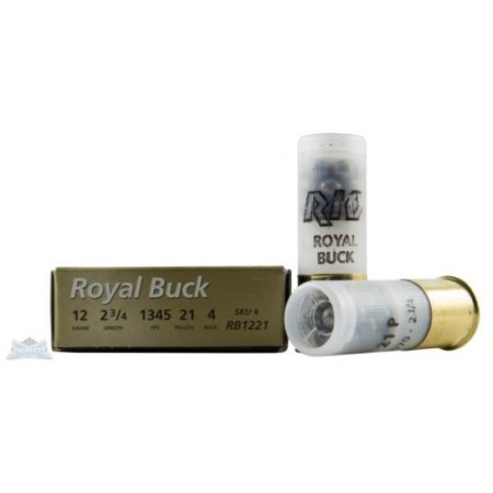 Rio Royal Buck 12 GA 2 3/4" 21 Plts #4B 1345 Fps - 5/Box RB122105 8435101600040