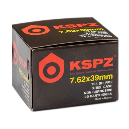 KSPZ 123 gr FMJ 7.62x39 Ammunition, 20 Rounds - KSPZ762X39