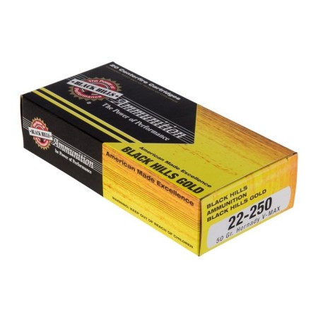 22-250 - 50 Grain V-Max - Black Hills Gold - 20 Rounds