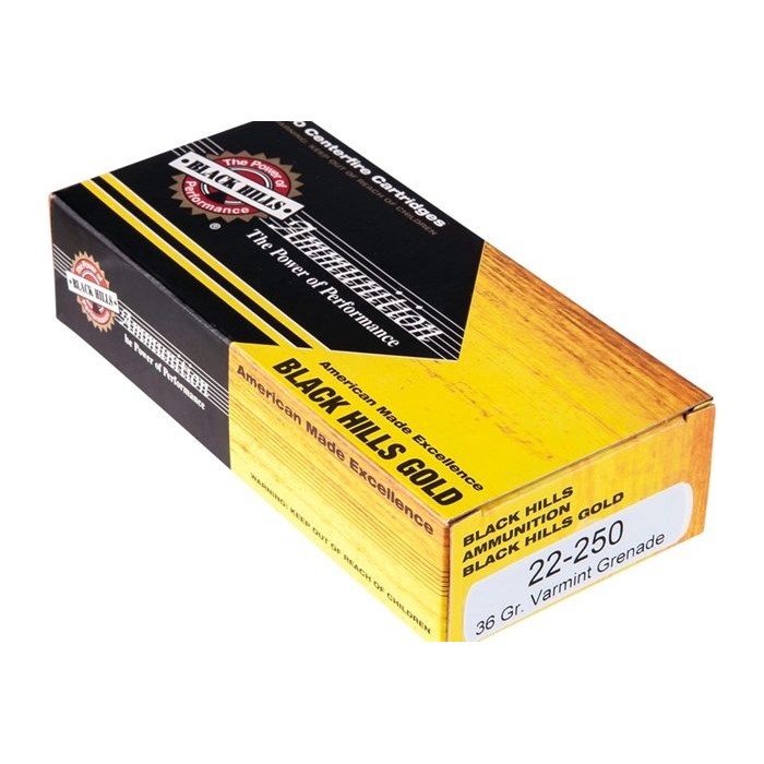 22-250 - 36 Grain Varmint Grenade HP - Black Hills Gold - 20 Rounds