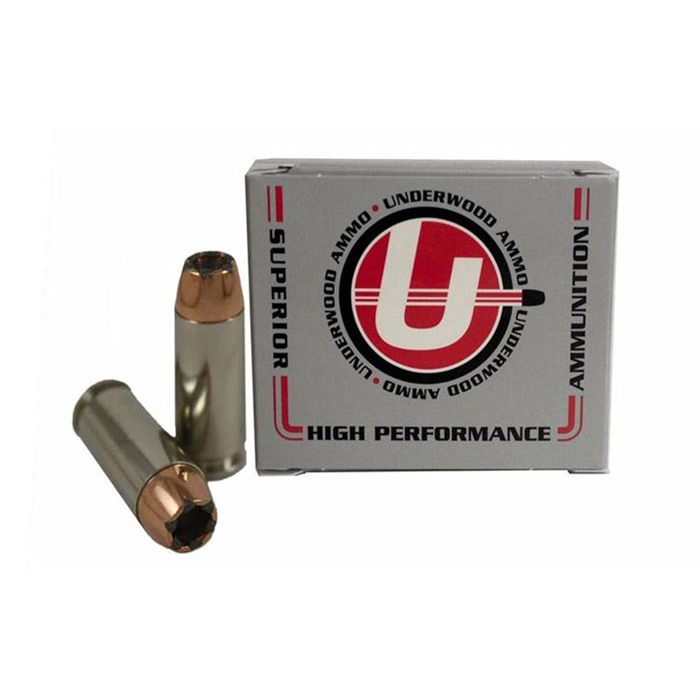 Underwood Ammo 10mm Auto 165 Grain Jacketed Hollow Point Nickel Plated Brass Cased Pistol Ammo, 20 Rounds, 237