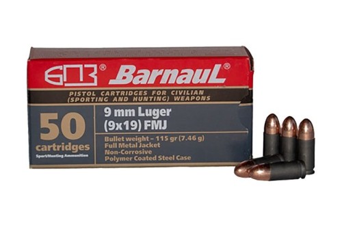 POLYCOATED 9MM LUGER FULL METAL JACKET AMMO