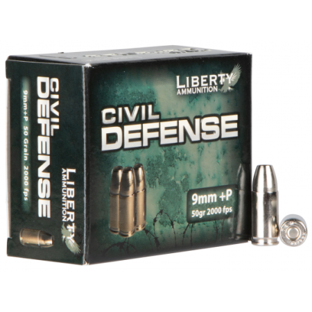 Liberty 9mm+P 50gr HP Civil Defense Ammunition 20rds - LA-CD-9-014