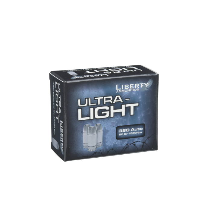 Liberty Ammunition Ultra-Light .380 ACP, 50gr, Deep Cavity Projectile, 20rd