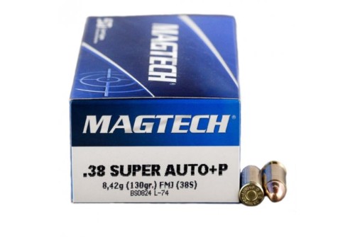 Magtech 38 Super Automatic  **NOT FOR REVOLVERS ** 130gr FMJ Ammunition 50rds - 38S