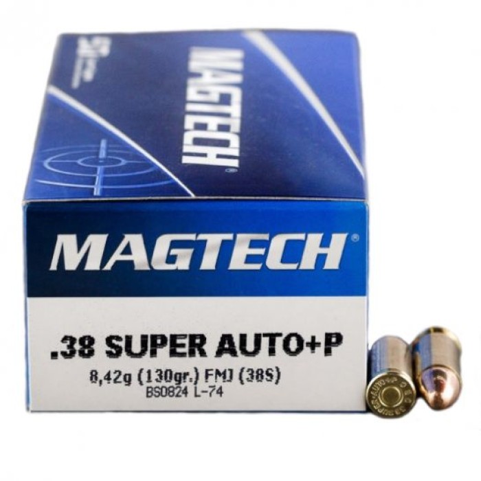 Magtech 38 Super Automatic  **NOT FOR REVOLVERS ** 130gr FMJ Ammunition 50rds - 38S