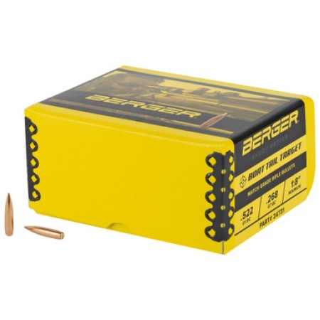 Berger Bullets BT Target, .243 Diameter, 6MM/243 Winchester, 108 Grain, Boat Tail Hollow Point, 500 Count 24731