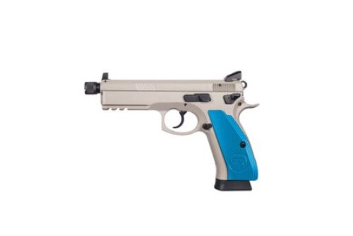 CZ USA 75 SP-01 TACTICAL 9MM 4.6 BLUE ALUM GRIPS