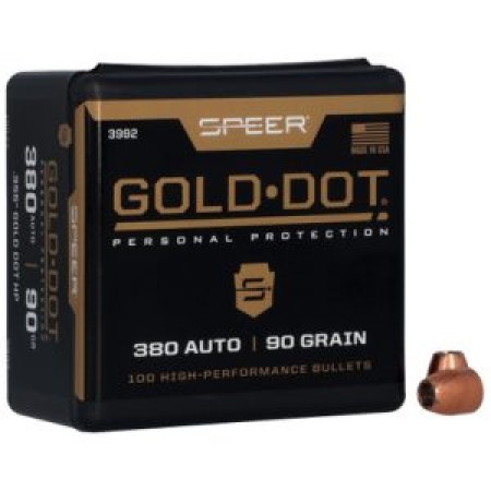 Speer Bullets Gold Dot Personal Protection 9mm .355 90 GR Hollow Point 100 Box