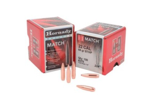 Hornady 2278 Match  .22 Cal .224 68 gr Boat Tail Hollow Point Match 100 Per Box