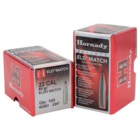 Hornady ELD Match .22/.224 Cal 80gr Bullets w/1:8