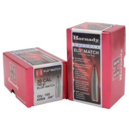 Hornady ELD Match .30/.308 Cal 168gr Bullets w/1:12