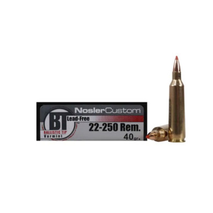 NOSLER Trophy Grade Varmint .22-250 Rem 40Gr BTLF 20rd Box Rifle Ammo (60008)