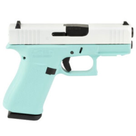 GLOCK 43X 9mm Luger 3.41in Barrel 2x 10rd Mags Custom Robin's Egg Blue/White Cerakote Pistol (UX4350204FRNRBPWSKY)