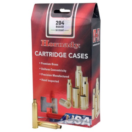 HORNADY 204 Ruger 50-Pack Unprimed Rifle Case (8604)