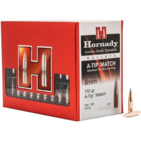 Hornady A-Tip Match 6mm/.243 Cal 110gr Bullets (100/Box) 24531