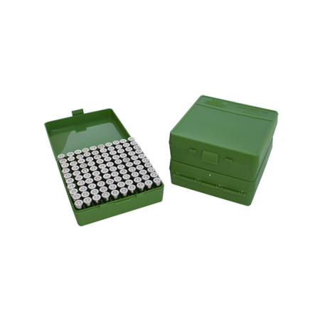 MTM Flip-Top 9mm 380 ACP 100 Round Green Ammo Box (P-100-9-10)