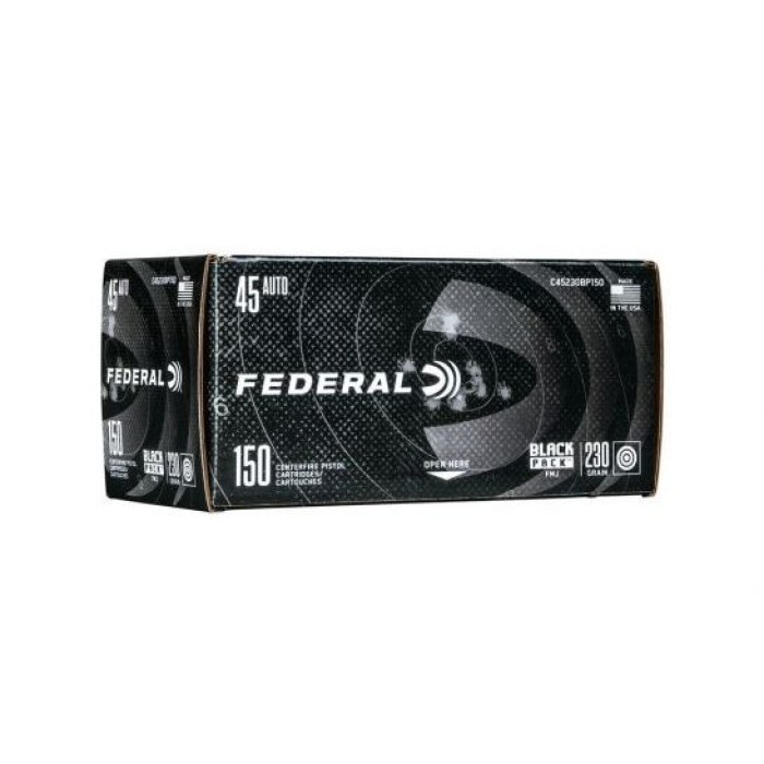 Federal Black Pack .45 ACP 230gr FMJ 150 rounds - Brass Casing