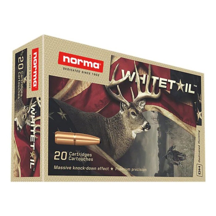 Norma Whitetail 7x57mm 150 Grain Pointed Soft Point Rifle Ammo, 20 Rounds, 20171592