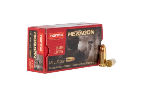 Norma Ammunition 124 gr Hexagon 9mm Ammo, 50/box - 299140050