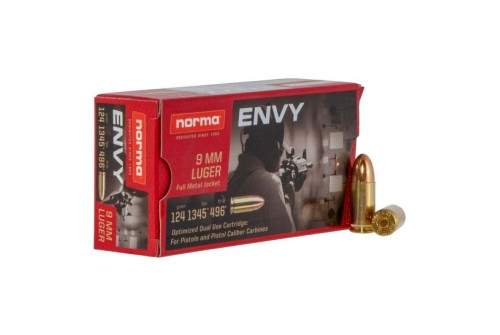 Norma Ammunition Envy 124 gr Full Metal Jacket 9mm Ammo, 50/box - 299440050