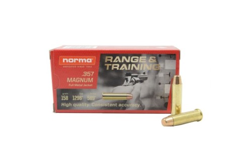 NORMA AMMUNITION RANGE AND TRAINING 357 MAG 158GR FULL METAL JACKET (FMJ) 50 ROUNDS PER BOX