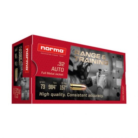 Norma Range and Training Brass .32 ACP 73-Grain 50-Rounds FMJ