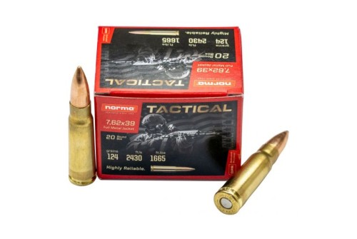 Norma Tactical 124 gr FMJ 7.62x39 Ammunition, 20 Rounds - 295540020