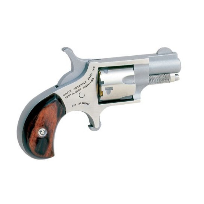 NAA 22S Mini-Revolver 22 Short 5rd 1.13" Stainless Steel Rosewood Birdshead Grip