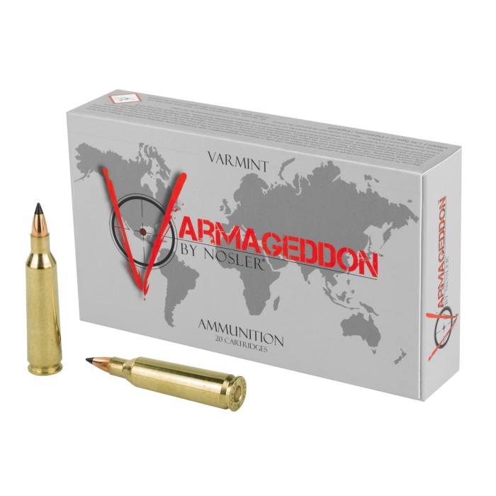 NOSLER Varmageddon 22-250 Remington 55 Grain Flat Base Tipped, 20 Round Box - Dirty Bird Industries