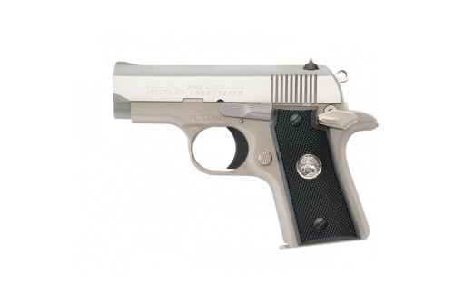 Colt .380 ACP Mustang Pocketlite Stainless with Checkered Black Grips O6891